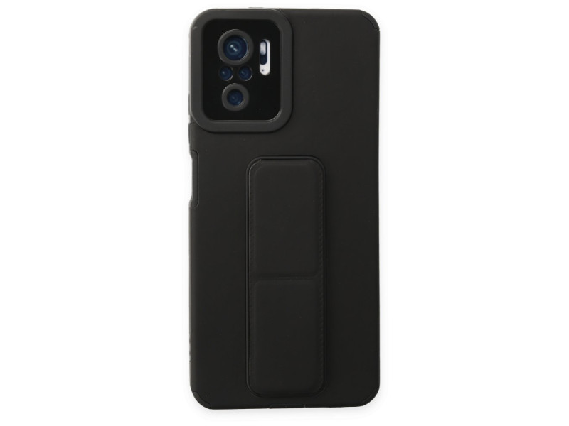 Newface Xiaomi Redmi Note 10 Kılıf Mega Standlı Silikon - Siyah