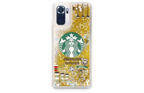 Newface Xiaomi Redmi Note 10 Kılıf Starbuck Sulu Silikon - Gold