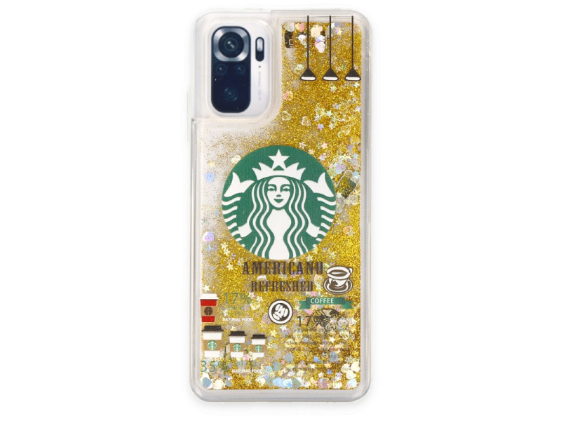 Newface Xiaomi Redmi Note 10 Kılıf Starbuck Sulu Silikon - Gold