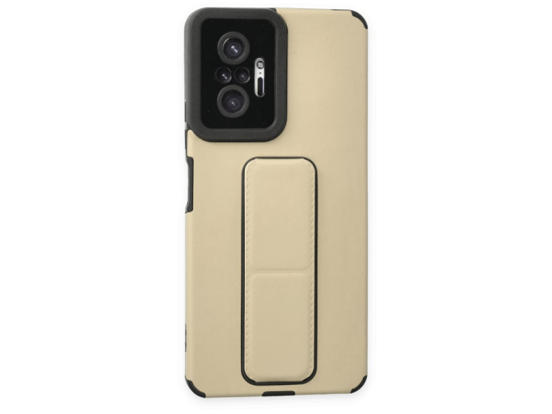 Newface Xiaomi Redmi Note 10 Pro Kılıf Mega Standlı Silikon - Gold