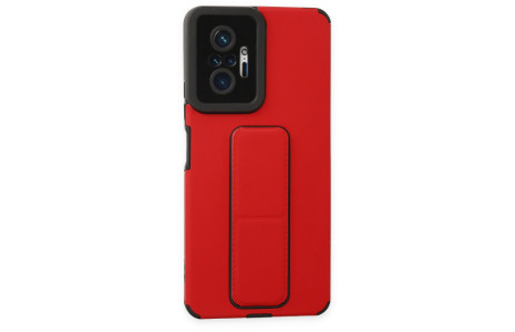 Newface Xiaomi Redmi Note 10 Pro Kılıf Mega Standlı Silikon - Kırmızı