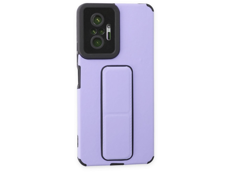 Newface Xiaomi Redmi Note 10 Pro Kılıf Mega Standlı Silikon - Lila