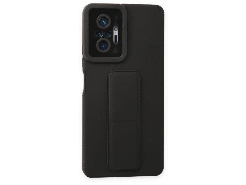 Newface Xiaomi Redmi Note 10 Pro Kılıf Mega Standlı Silikon - Siyah