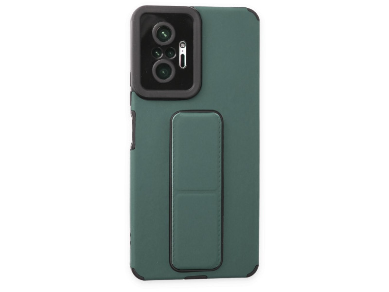 Newface Xiaomi Redmi Note 10 Pro Kılıf Mega Standlı Silikon - Yeşil