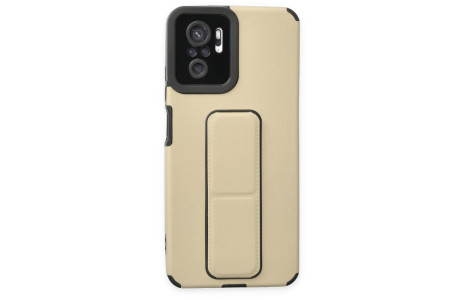 Newface Xiaomi Redmi Note 10S Kılıf Mega Standlı Silikon - Gold