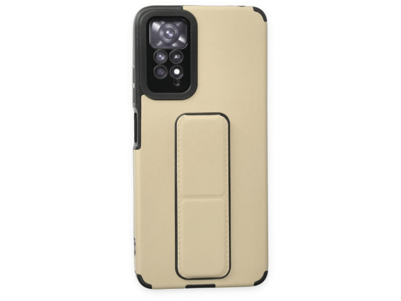Newface Xiaomi Redmi Note 11 Pro Kılıf Mega Standlı Silikon - Gold