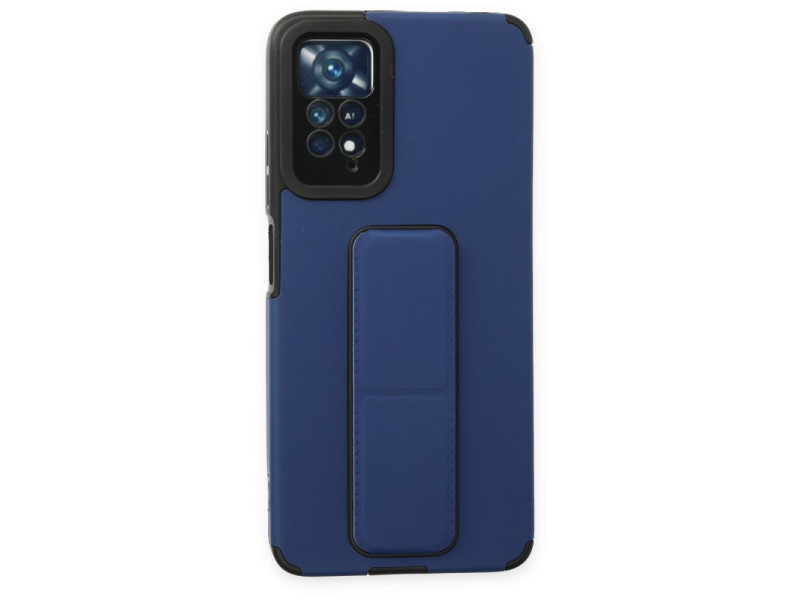 Newface Xiaomi Redmi Note 11 Pro Kılıf Mega Standlı Silikon - Mavi