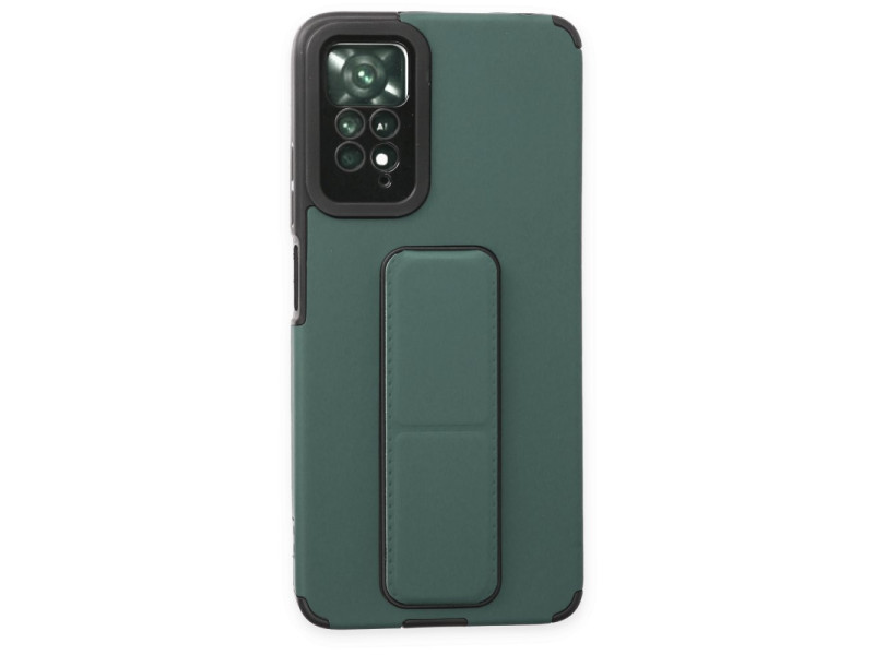 Newface Xiaomi Redmi Note 11 Pro Kılıf Mega Standlı Silikon - Yeşil
