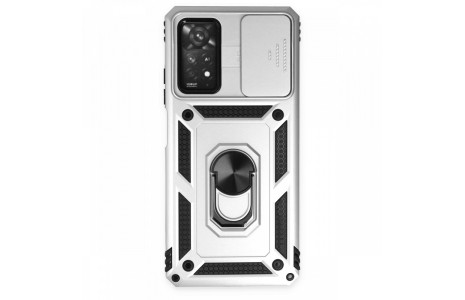 Newface Xiaomi Redmi Note 11 Pro Kılıf Pars Lens Yüzüklü Silikon - Gümüş