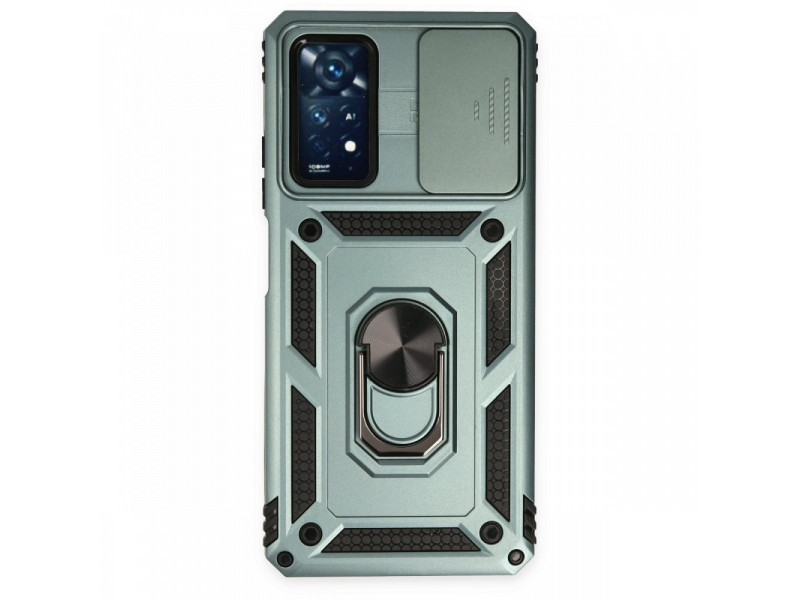 Newface Xiaomi Redmi Note 11 Pro Kılıf Pars Lens Yüzüklü Silikon - Yeşil