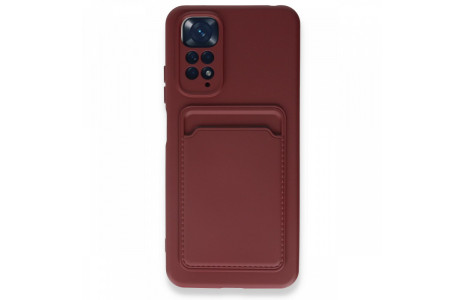Newface Xiaomi Redmi Note 11S Kılıf Kelvin Kartvizitli Silikon - Bordo
