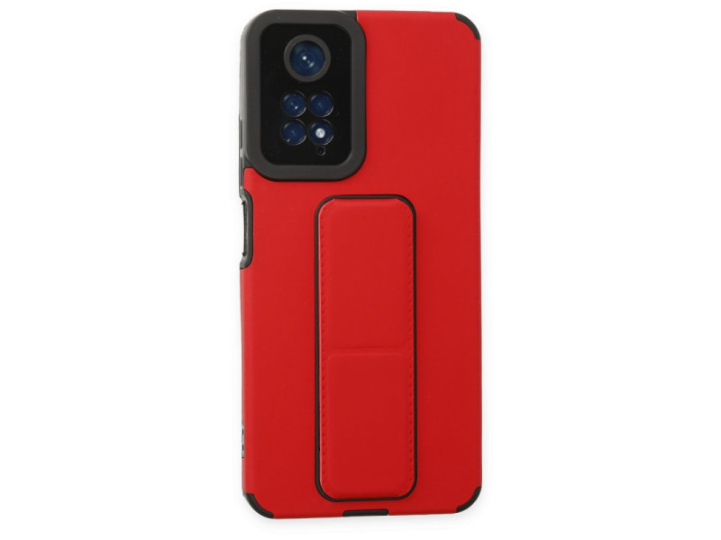 Newface Xiaomi Redmi Note 11S Kılıf Mega Standlı Silikon - Kırmızı