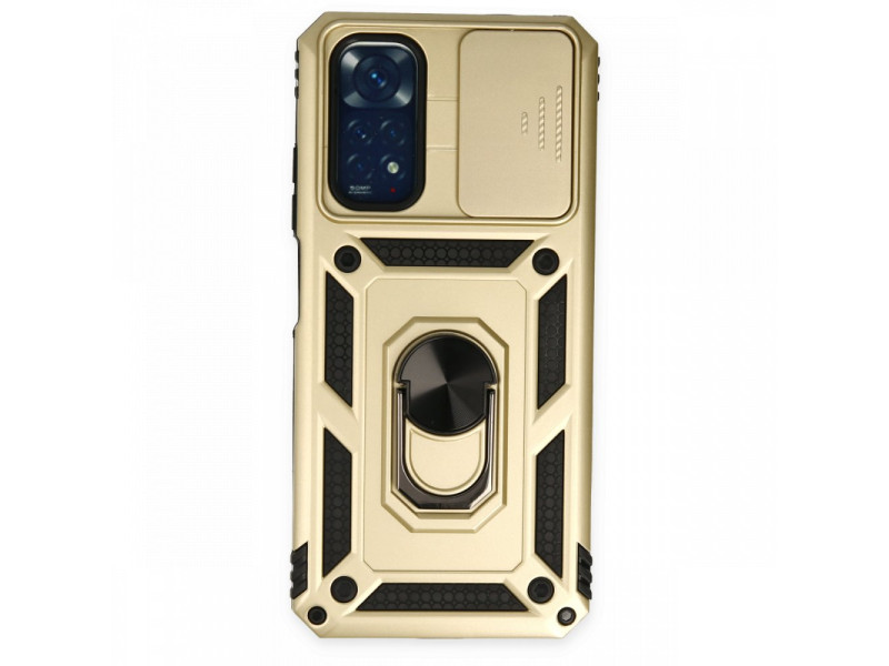 Newface Xiaomi Redmi Note 11S Kılıf Pars Lens Yüzüklü Silikon - Gold