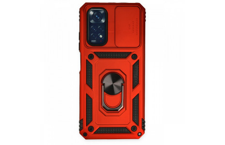 Newface Xiaomi Redmi Note 11S Kılıf Pars Lens Yüzüklü Silikon - Kırmızı