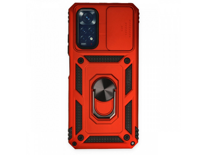 Newface Xiaomi Redmi Note 11S Kılıf Pars Lens Yüzüklü Silikon - Kırmızı