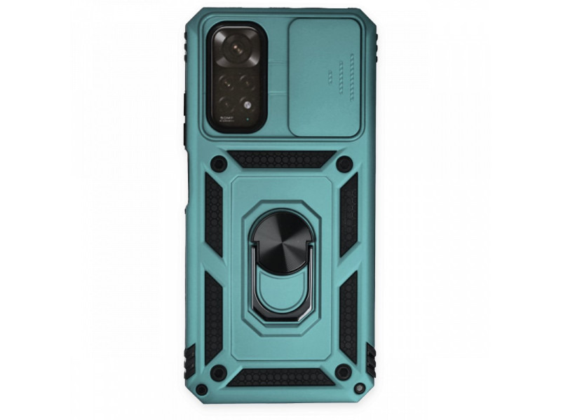 Newface Xiaomi Redmi Note 11S Kılıf Pars Lens Yüzüklü Silikon - Yeşil
