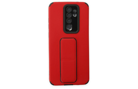 Newface Xiaomi Redmi Note 8 Pro Kılıf Mega Standlı Silikon - Kırmızı