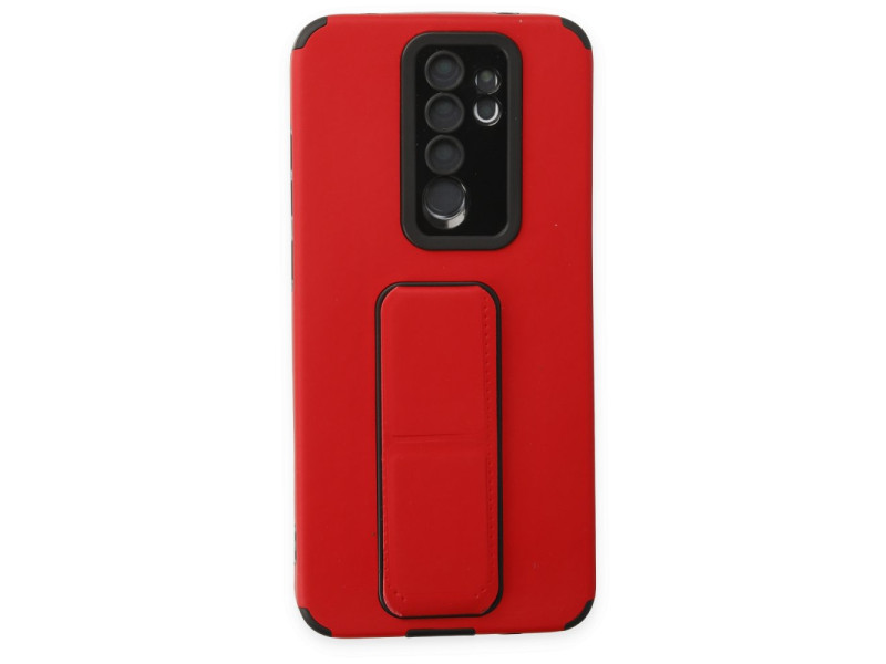 Newface Xiaomi Redmi Note 8 Pro Kılıf Mega Standlı Silikon - Kırmızı