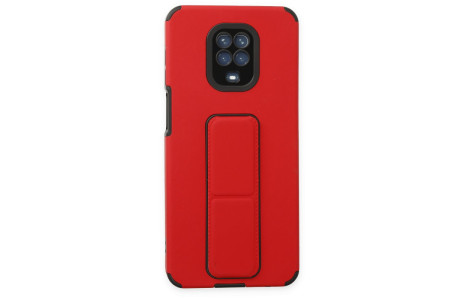 Newface Xiaomi Redmi Note 9 Pro Kılıf Mega Standlı Silikon - Kırmızı