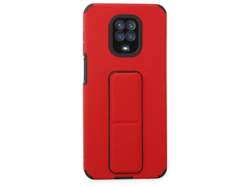 Newface Xiaomi Redmi Note 9 Pro Kılıf Mega Standlı Silikon - Kırmızı